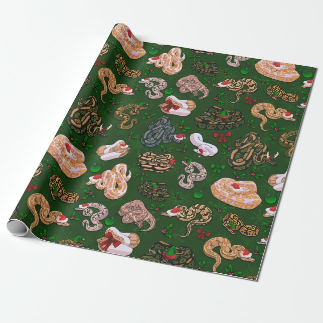 Ball Python Morph Holiday Wrapping Paper (Unrolled)