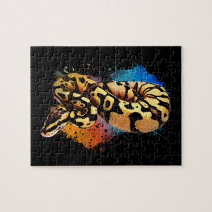 Ball Python Rainbow Color Watercolor Jigsaw Puzzle