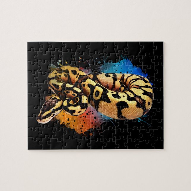 Ball Python Rainbow Colour Watercolor Jigsaw Puzzl Jigsaw Puzzle (Horizontal)