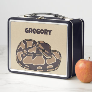 Ball Python Snake, Brown and Tan Personalised Metal Lunch Box