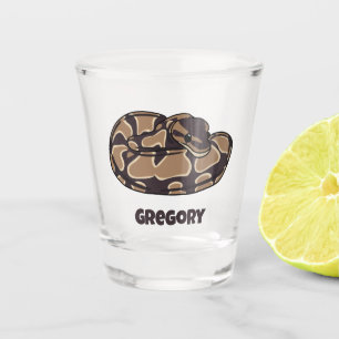 Ball Python Snake, Brown and Tan Personalised Shot Glass