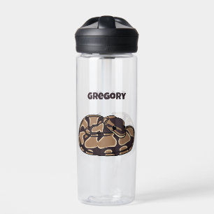 Ball Python Snake, Brown and Tan Personalised Water Bottle