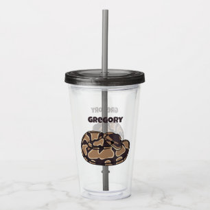 Ball Python Snake, Brown and Tan Personalized Acrylic Tumbler