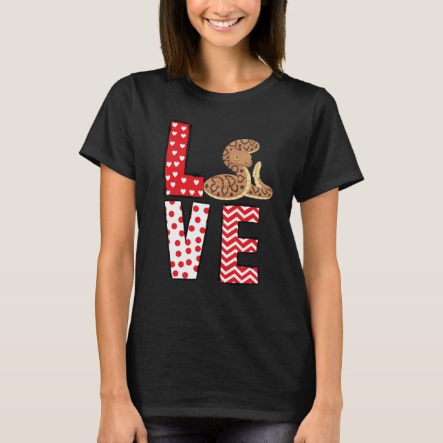Ball Python Valentines Day Love Valentine Cute Hea T-Shirt (Front)