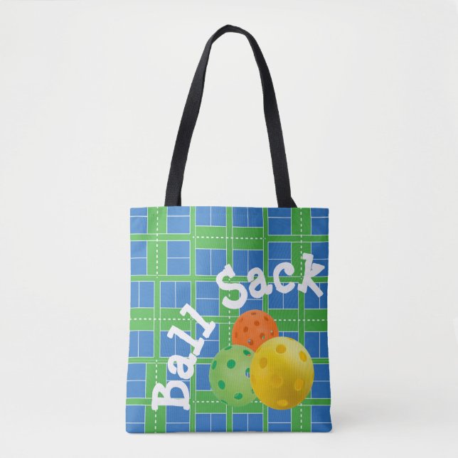 Ball Sack for Pickleballs - Blue and Green Tote Bag (Front)