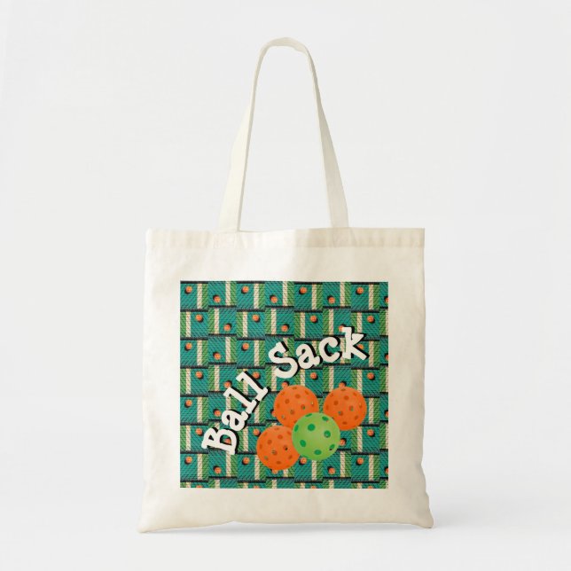 Ball Sack for Pickleballs - Teal, Orange, & Green  Tote Bag (Front)