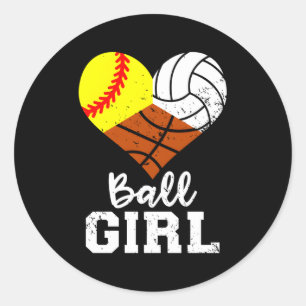 Ball Softball Volleyball Basketball Classic Round Sticker