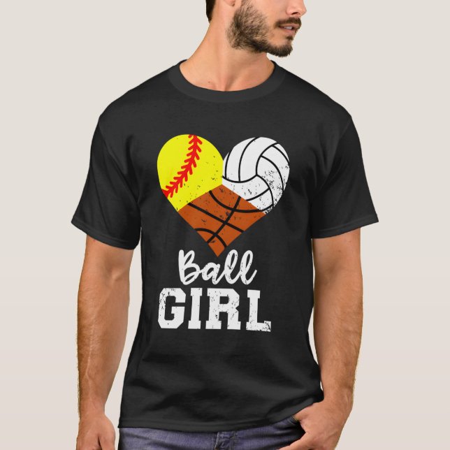 Ball Softball Volleyball Basketball T-Shirt (Front)