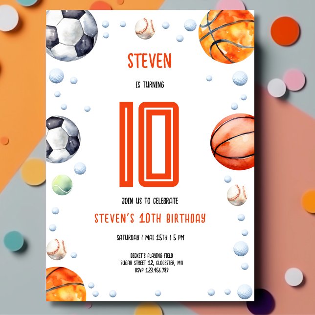 Ball sports kids birthday invitation (Creator Uploaded)
