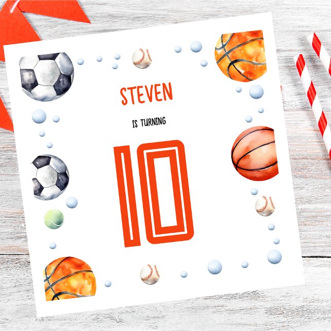 Ball sports kids birthday napkin (Creator Uploaded)