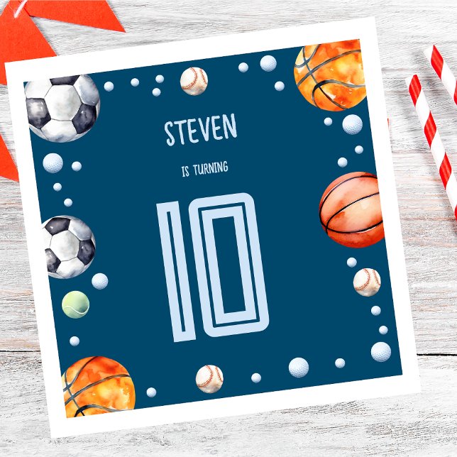 Ball sports kids birthday napkin (Creator Uploaded)