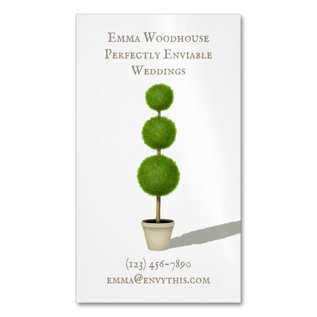 Ball Topiary Shrub Traditional Charming Business Magnetic Business Card (Front Vertical)