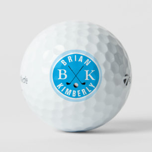Ball with Golfer Name & initials blue monogram
