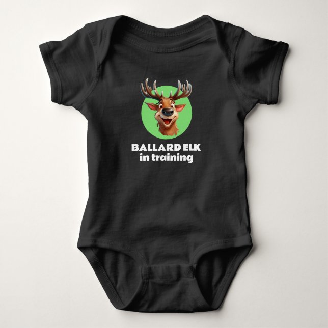 Ballard Elk in Training Baby Bodysuit (Front)