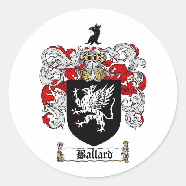 BALLARD FAMILY CREST -  BALLARD COAT OF ARMS CLASSIC ROUND STICKER (Front)