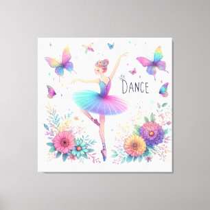 Ballarina, Flowers and Butterflies Canvas Print