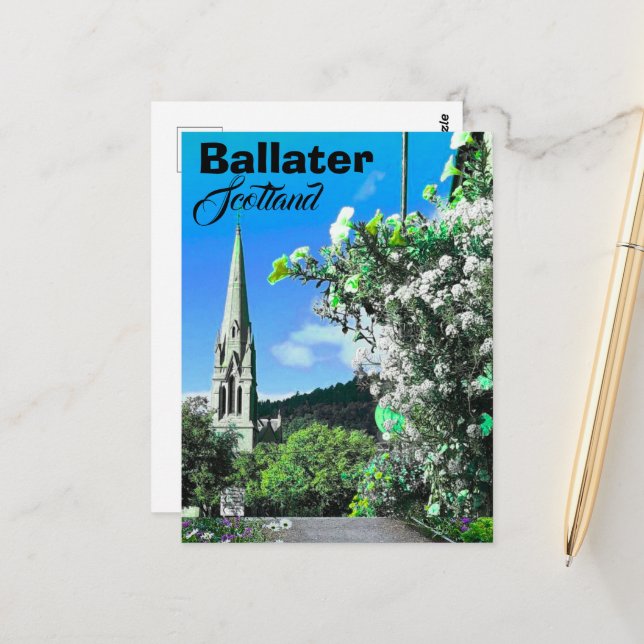 Ballater Scotland Travel Postcard | Memory Gift (Front/Back In Situ)