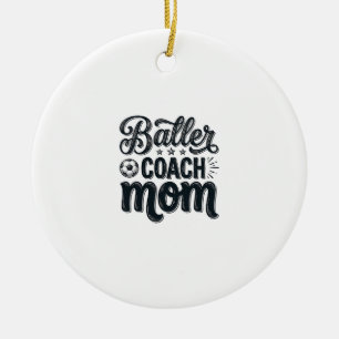 Baller Coach Mum Vintage Soccer Shirt Design_1 Ceramic Tree Decoration