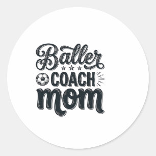Baller Coach Mum Vintage Soccer Shirt Design_1 Classic Round Sticker