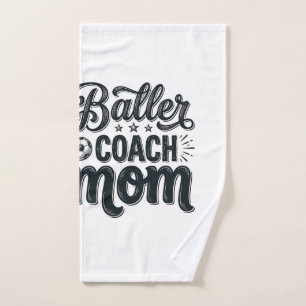 Baller Coach Mum Vintage Soccer Shirt Design_1 Hand Towel