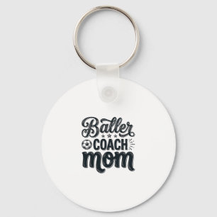 Baller Coach Mum Vintage Soccer Shirt Design_1 Key Ring