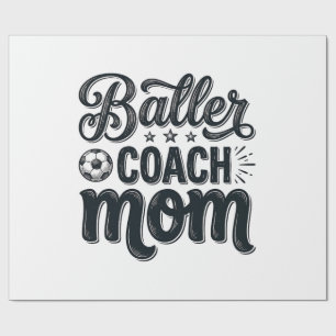 Baller Coach Mum Vintage Soccer Shirt Design_1 Wrapping Paper