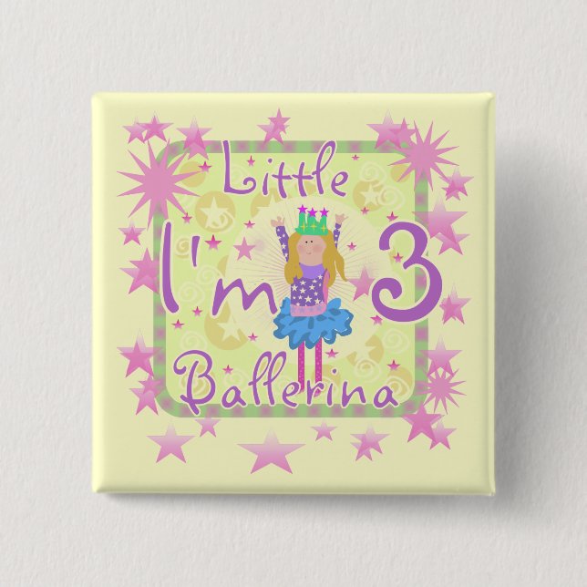 Ballerina 3rd Birthday Tshirts and Gifts 15 Cm Square Badge (Front)
