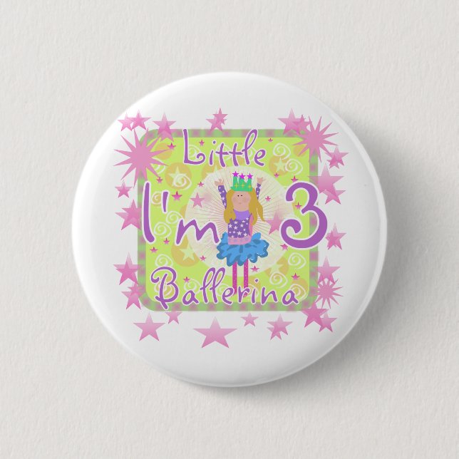 Ballerina 3rd Birthday Tshirts and Gifts 6 Cm Round Badge (Front)