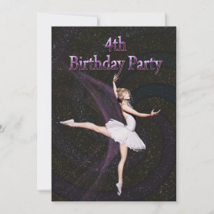 Ballerina 4th Birthday party invitation