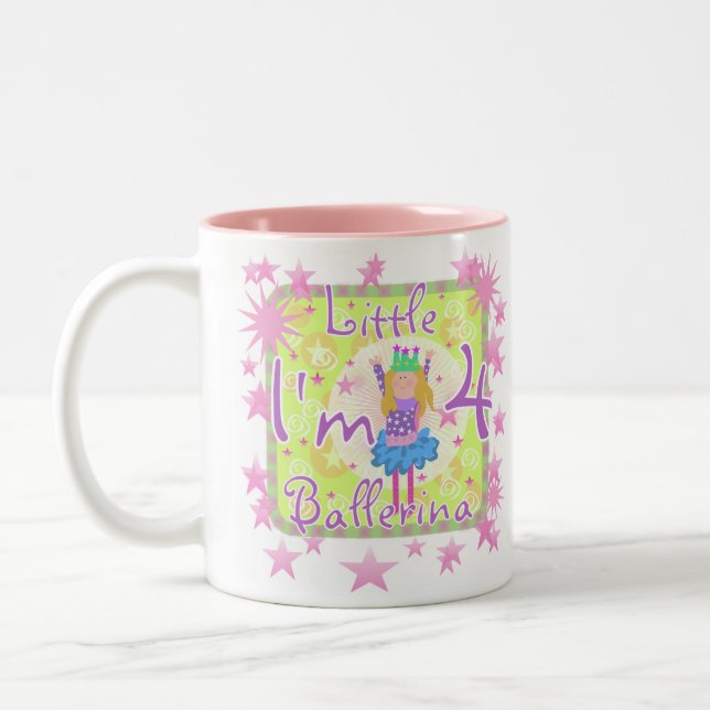 Ballerina 4th Birthday Two-Tone Coffee Mug (Left)