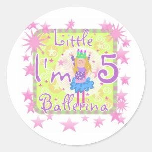 Ballerina 5th Birthday tshirts and Gifts Classic Round Sticker