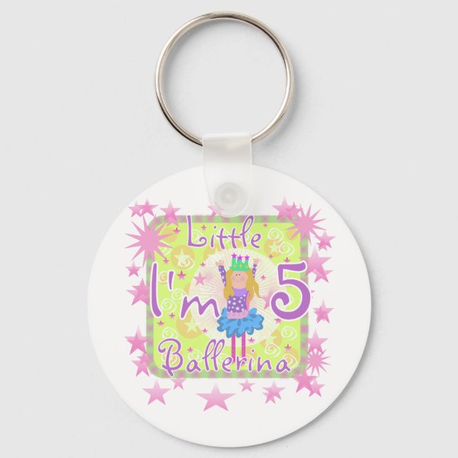 Ballerina 5th Birthday tshirts and Gifts Key Ring (Front)