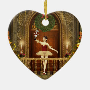 Ballerina and Nutcracker Christmas Heart Ornament