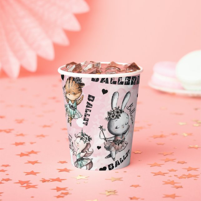 Ballerina animals paper cups (Insitu)