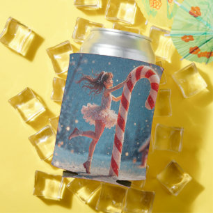 Ballerina Anime Girl & Candy Cane Christmas Can Cooler