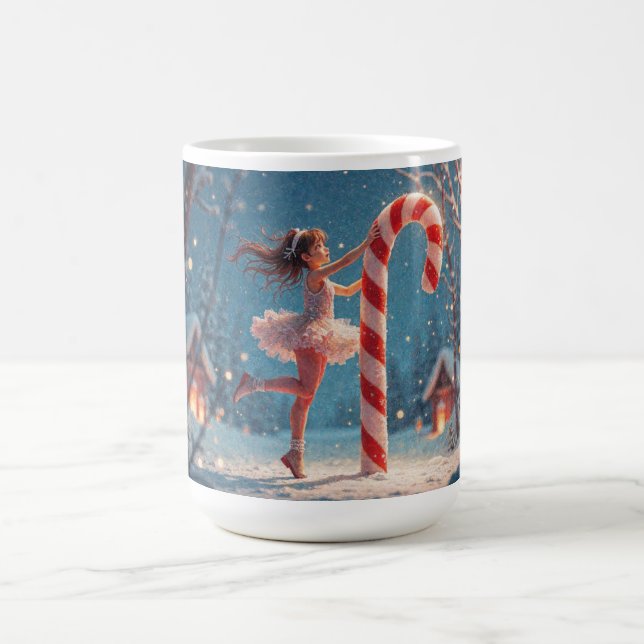 Ballerina Anime Girl & Candy Cane Christmas Coffee Mug (Center)
