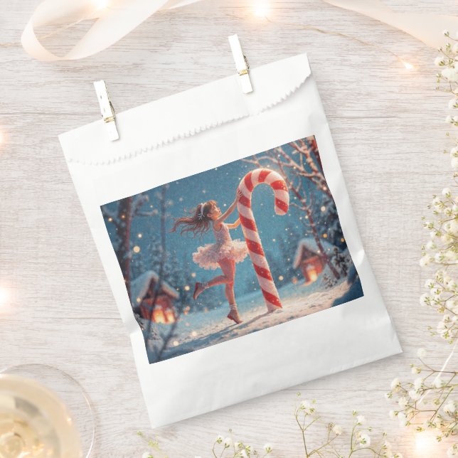 Ballerina Anime Girl & Candy Cane Christmas Favour Bags (Clipped)