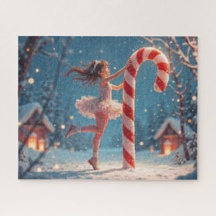 Ballerina Anime Girl & Candy Cane Christmas Jigsaw Puzzle