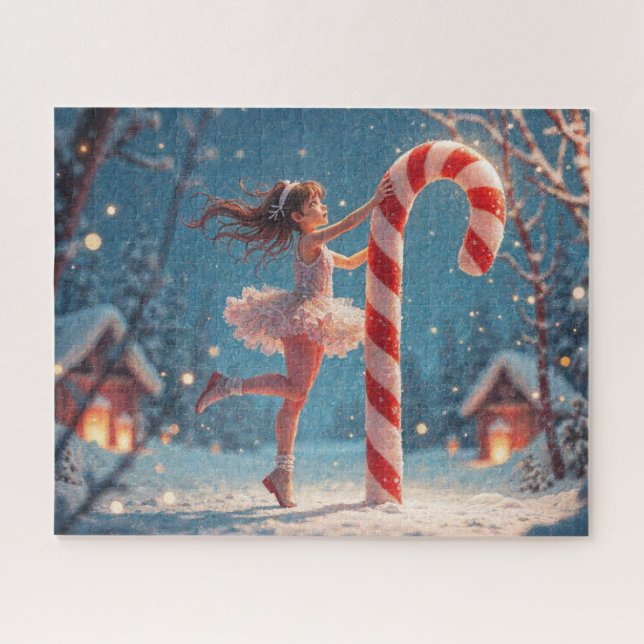 Ballerina Anime Girl & Candy Cane Christmas Jigsaw Puzzle (Horizontal)