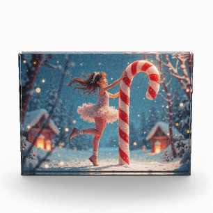 Ballerina Anime Girl & Candy Cane Christmas Photo Block