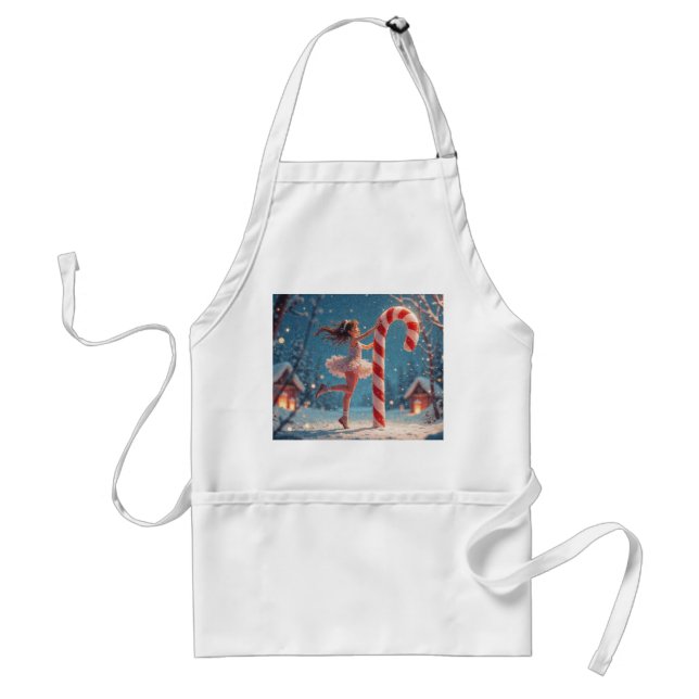 Ballerina Anime Girl & Candy Cane Christmas Standard Apron (Front)