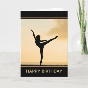 Ballerina Arabesque Sunset   Happy Birthday Card