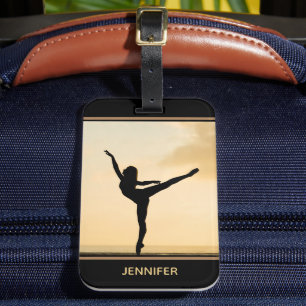 Ballerina Arabesque Sunset Silhouette Personalised Luggage Tag
