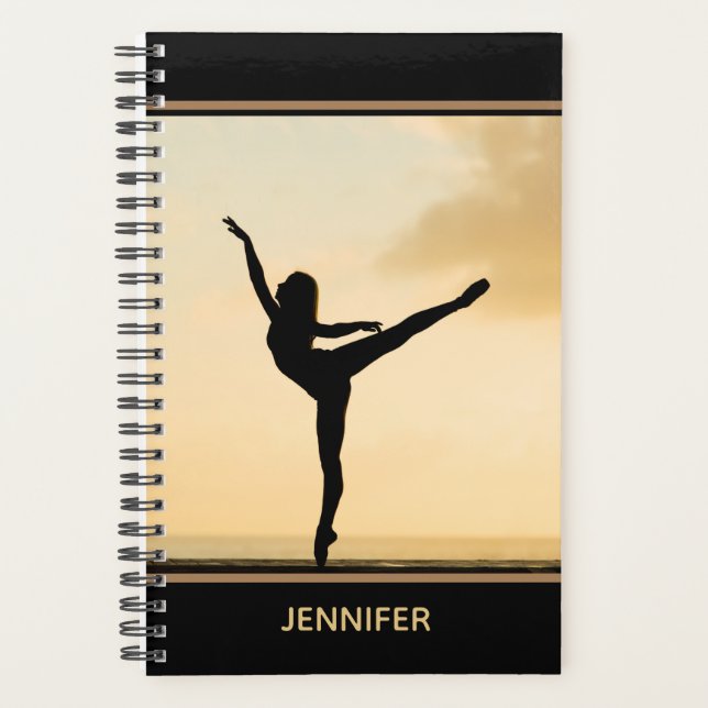 Ballerina Arabesque Sunset Silhouette Personalised Planner (Front)