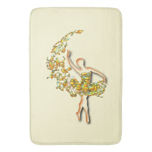 Ballerina Art Fire Dance - Ballet Dancer Drawing Bath Mat