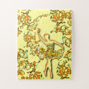 Ballerina Art Fire Dance - Ballet Dancer Drawing Jigsaw Puzzle