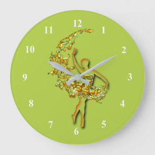Ballerina Art Fire Dance - Ballet Dancer Drawing Large Clock