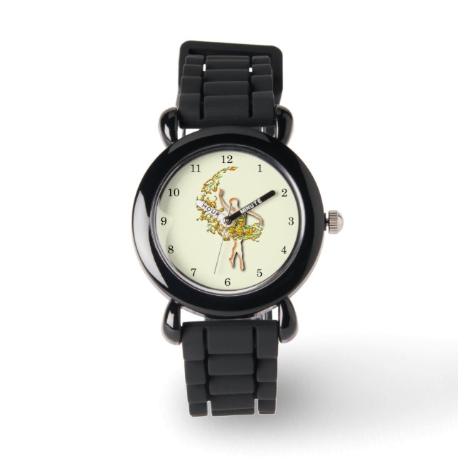 Ballerina Art Fire Dance - Ballet Dancer Drawing Watch (Front)