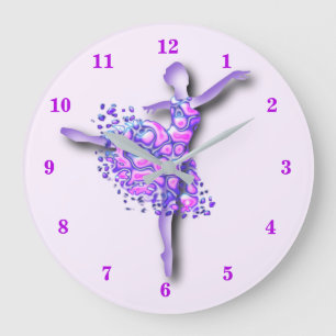 Ballerina Art Purple Dance - Ballet Dancer Drawing Large Clock