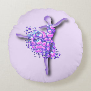 Ballerina Art Purple Dance - Ballet Dancer Round Cushion
